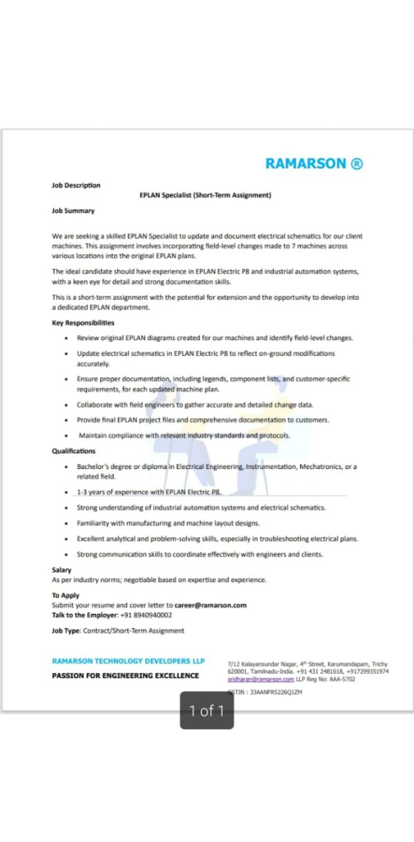 EPLAN ELECTRICAL CAD JOBS ELECTRICAL ECAD ACADEMY One Stop