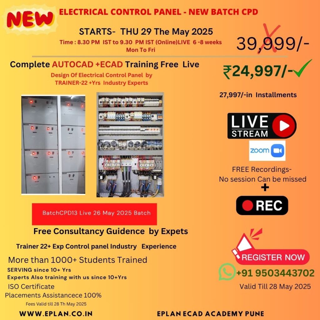 Industrial control panel design (with PLCs, HMIs, etc.) UI/UX design for a software control panel Electrical control panel layouts (schematics, wiring, enclosure layout) 3D control panel concepts (e.g., in Electrical CAD ECAD EPLAN AUTOCAD)